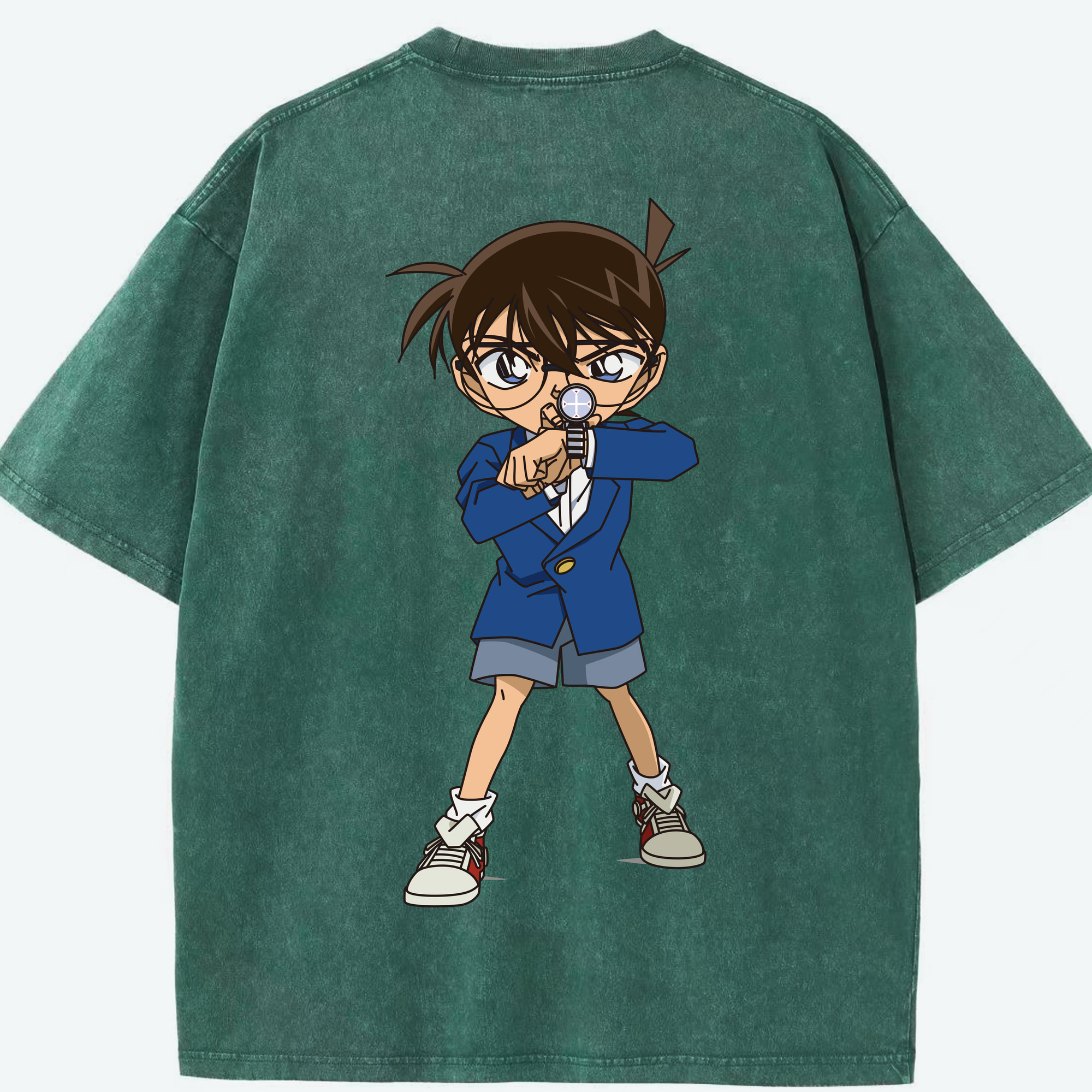 （画像用） 名探偵コナン 江戸川 コナン Detective Conan Conan Edogawa 綿100% ヴィンテージ風 半袖Tシャツ（背面プリント）